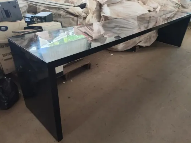 Balcão Grande 3,40m Preto Alto Brilho - Ideal para Escritório ou Recepção