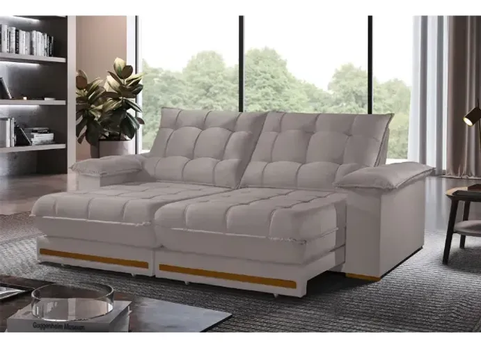 Sofá Reclinável Retrátil Barcelona 4 Lugares 2m20 Rosado