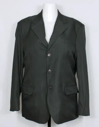 Blazer social alfaiataria masculina risca de giz cinza - Tamanho 54 - Ref. 5370
