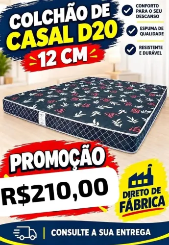 Colchão casal D20 12cm de espuma (RJ)