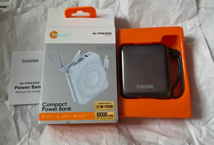 Carregador Portátil Power Bank Basike 10000mah Magsafe Indução 22.5w Magnético Preto