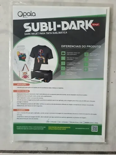 Opala Subli-Dark Vinyl A4 - Kit 4 pacotes (20 folhas) - Novo Lacrado