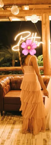 Vestido de tule poá rosa claro