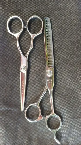 Par de tesouras profissionais de cabelo, desafiadora/devastadora/volume e fio navalha