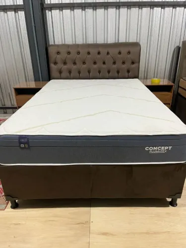 Conj BOX COLCHÃO PLUMATEX CONCEPT BLUE 158 x 198 x 25 - QUEEN<br> <br>R$1.569,00