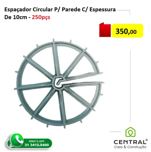 Espaçador Circular P/ Parede C/ Espessura De 10cm - 250pçs
