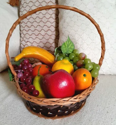 Cesta Frutas artificiais 