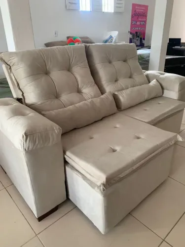 Sofá retrátil e reclinável 2 metros com 2 almofadinhas!