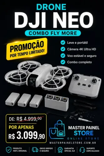Drone Dji Neo Combo Fly More Lacrado Completo Com Controle 3x Baterias