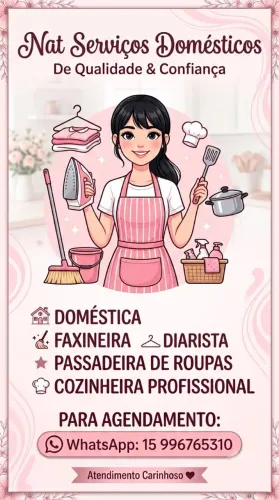 Faço serviços domésticos com qualidade e confiança