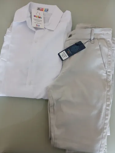 Roupa cinza com branco social menino NOVO COM ETIQUETA