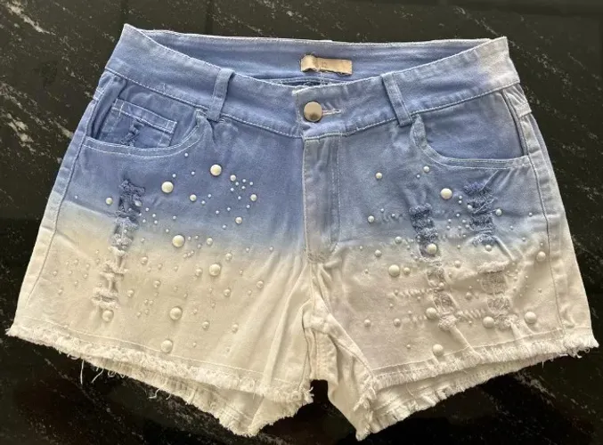 Shorts Feminino Azul e Branco HQ - 38 BR