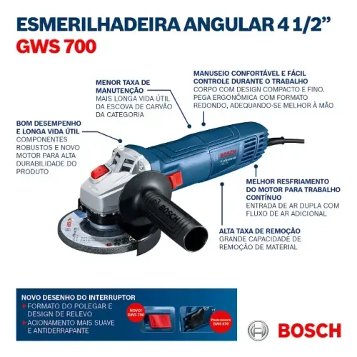 Esmerilhadeira angular Bosch Professional GWS 700 azul 710 W