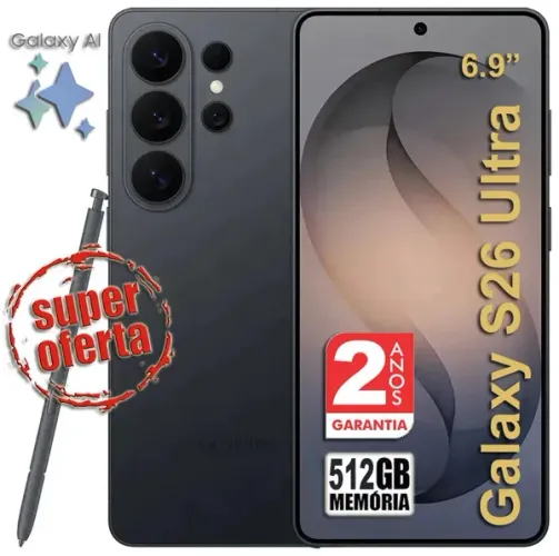 Galaxy S26 Ultra 5G 512GB, 16GB Ram, Tela 6.9", S Pen, 4Câm 200MP, Novíss, Cx, NF, Gar, Tr