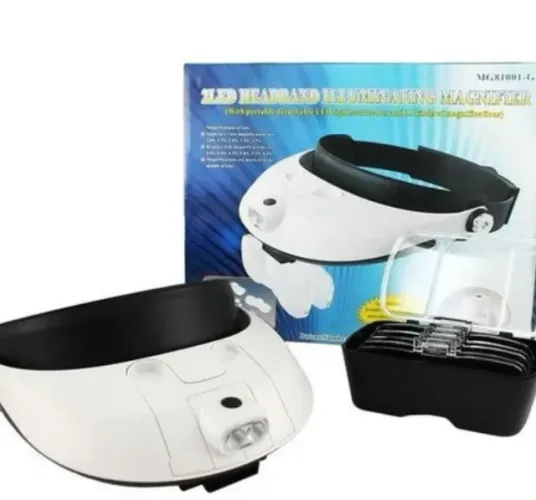 Lupa de Cabeça com LED Regulável (Headband Magnifier) + Lentes