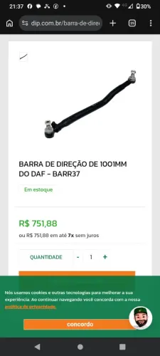 Vendo barra de direção do DAF 2020