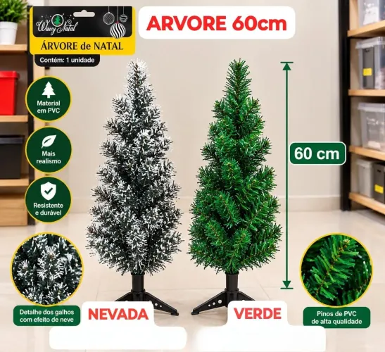 Árvore de Batal 60cm Nevada ou Verde - Entrega Grátis