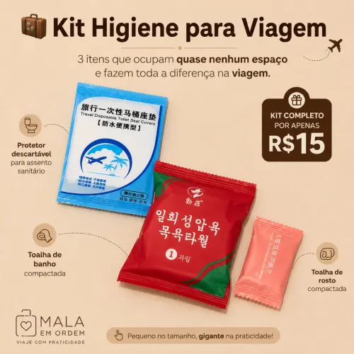 Kit Higiene para Viagem | Toalhas Compactadas + Protetor Sanitário
