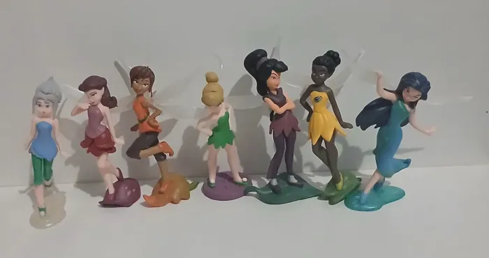 LOTE 7 BONECAS MINIATURAS DISNEY FADAS SININHO TINKER BELL IRIDESSA VIDIA ROSETTA FAWN