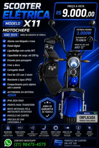 Moto Eletrica - X11 3000w - 2025 - Moto Chefe