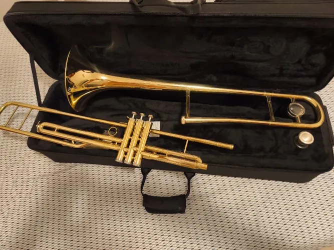 Trombone Harmonics HSL-900L Sib - 3 Pistões - Dourado + Estojo