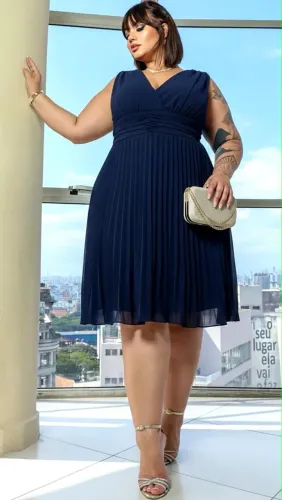 vestido plus size azul