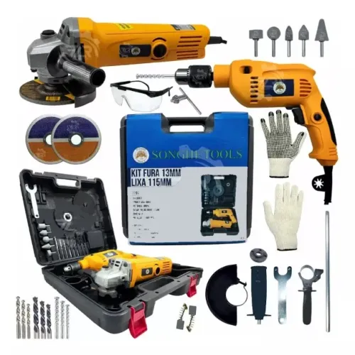 Kit Furadeira / Parafusadeira E Lixadeira / Esmerilhadeira Com 25 Peças E Maleta