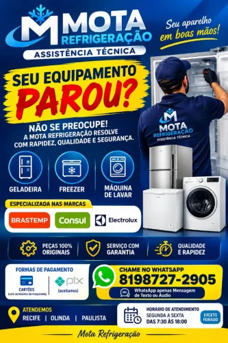 SUA ASSISTÊNCIA TÉCNICA MOTA REFRIGERAÇÃO A DOMICÍLIO