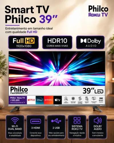 Tv Smart 39" Philco Full HD. Zero. Só venda