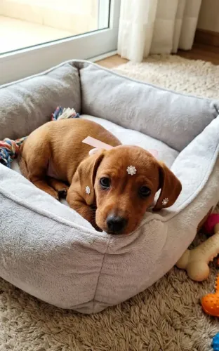 Filhote de Basset dachshund Fêmea Canela Marrom Vermelha