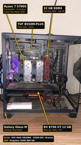 PC Gamer Ryzen 7 5700X + RX 6750 XT 12GB + 32GB RAM