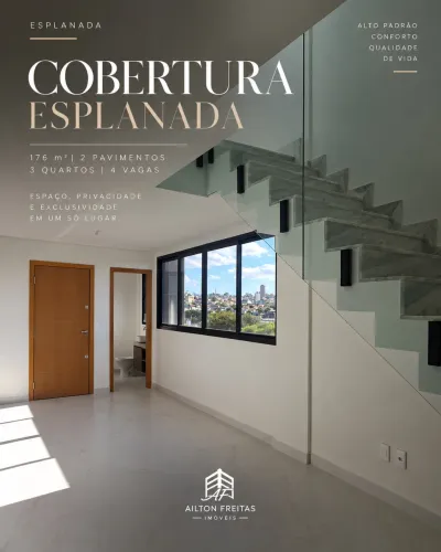 Vendo Cobertura 176m² no Esplanada | 3 Quartos | Área Externa | 4 Vagas