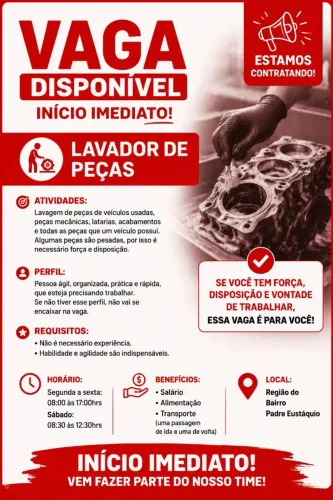 Vaga para lavador de autopeças