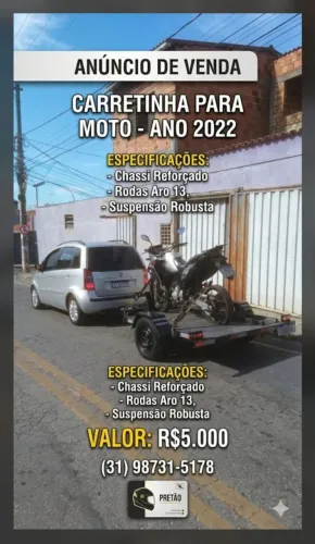 Carretinha reboque motos