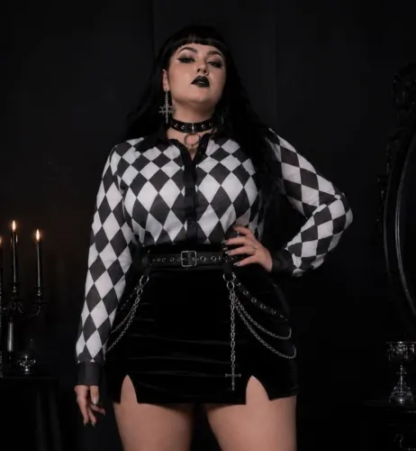 camisa xadrez preto e branco - leia a descrição - goth gotico dark aesthetic