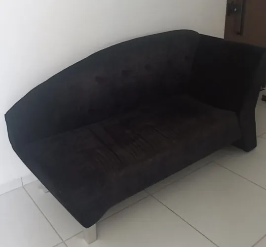 Sofá de Leitura em Veludo Preto