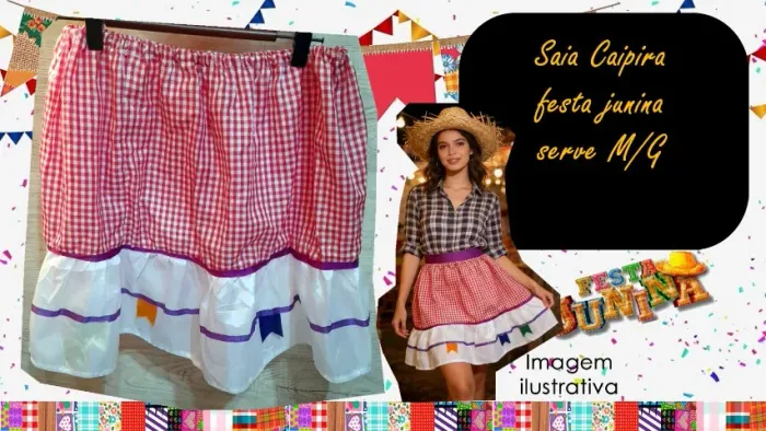 Saia Caipira festa junina serve M/G (brechó)