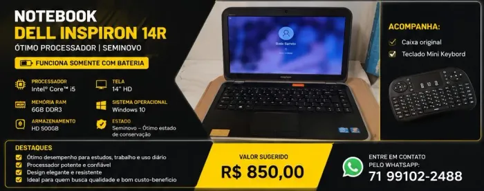 Notebook Dell Inspiron 14R - Intel Core i5 | Seminovo