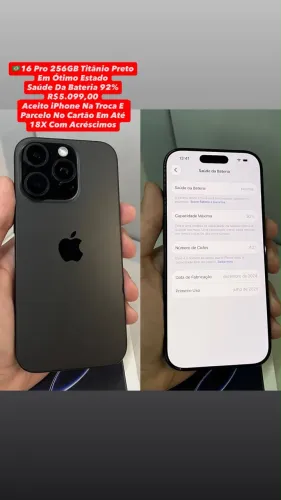 iPhone 16 Pro 256GB Preto - Em Ótimo Estado (Usado)