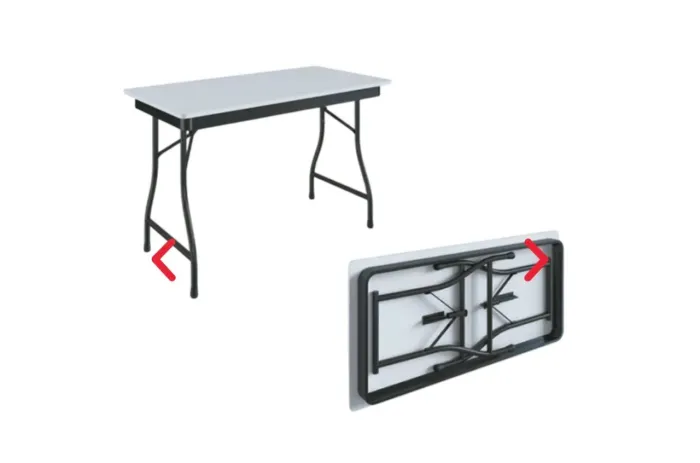Mesa retangular com pés dobrável