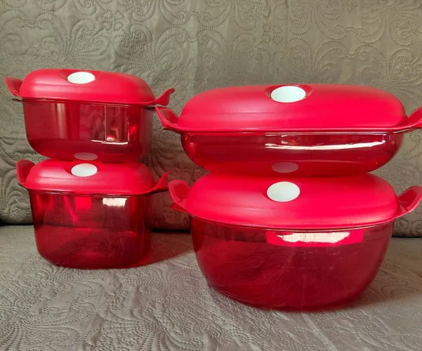 Kit Tupperware Cristal Pop Vermelho 4 peças