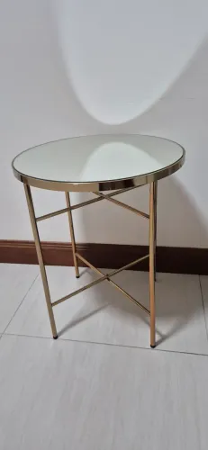 Mesa auxiliar redonda tampo vidro