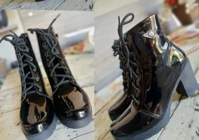 Vende-se bota coturno tratorado preto verniz com salto tamanho 39
