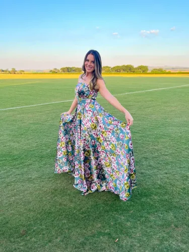 Vestido Festa Floral Longo