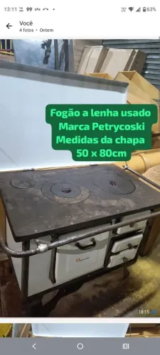 Fogão a lenha pequeno usado 