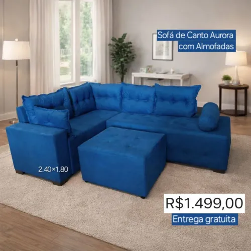PROMOÇÃO URGENTE - Sofá GIGANTE de CANTO Aurora Azul Disponível