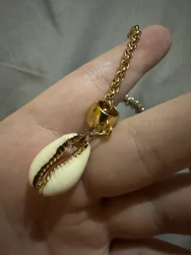 Colar banhado a ouro elo português com pingente