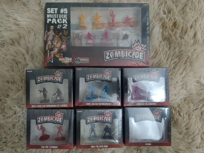 Lote Zombicide 1° Edição - Mustach Pack #2 + 6 Sobreviventes Promocionais.