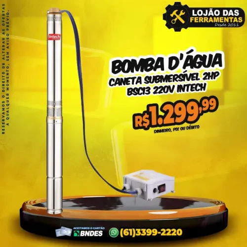 Bomba D'água Submersível 2Hp Bsci3 220v Intech