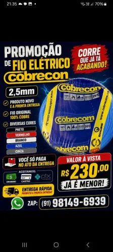 Fio elétrico cobrecon 2,5mm na promoção